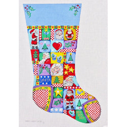 Patti Mann stocking, Santa patchwork Canvas