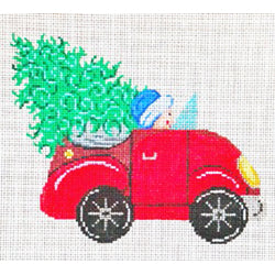 Patti Mann orn. Red VW with tree Canvas