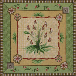 Patti Mann green/brown floral/ borders #2 Canvas