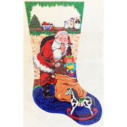 Patti Mann stocking, Santa shhh girl's toys Canvas