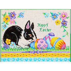 Patti Mann Happy Easter bunny/eggs Canvas