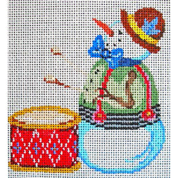 Patti Mann ornament, snowman playing the drums Canvas