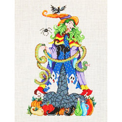 Patti Mann Halloween witch with snake Canvas