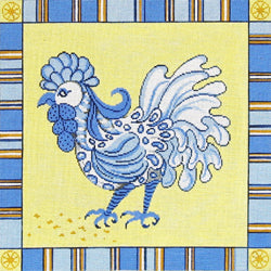 Patti Mann blue/white rooster Canvas