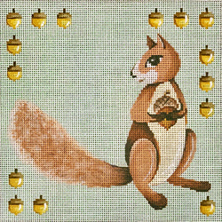 Patti Mann Squirrel and nut border Canvas