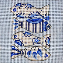 Patti Mann Blue and white china fish Canvas
