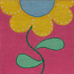 Patti Mann yellow flower on pink Canvas