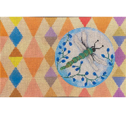 Patti Mann Clutch purse, dragon fly on pastel diamonds Canvas