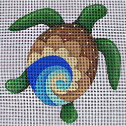 Patti Mann turtle with wave and sand Canvas