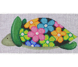 Patti Mann turtle with mod floral Canvas