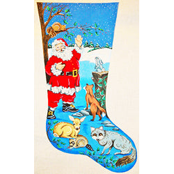 Patti Mann stocking, Wildlife Santa Canvas