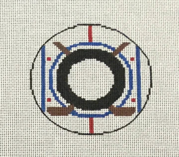 Ice Hockey Monogram Round