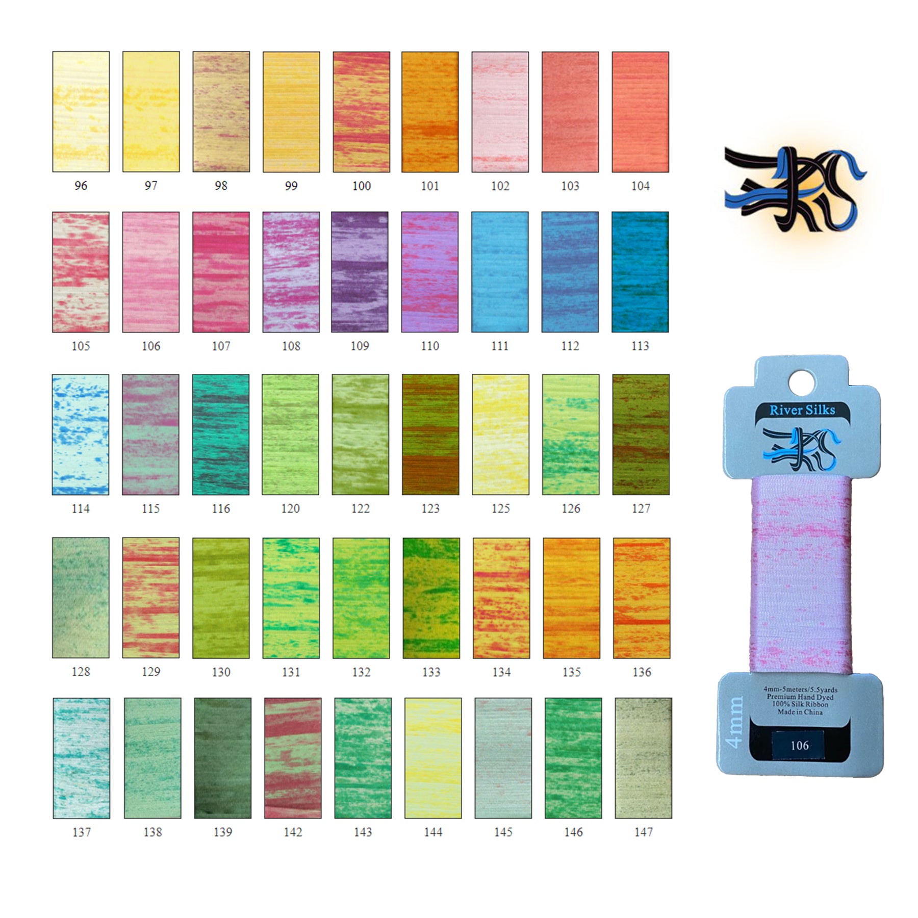 REVI シルクパウダー River Silks Ribbon 4mm Overdyed — Stitching Fox