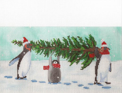 Penguins Bringing Home Tree