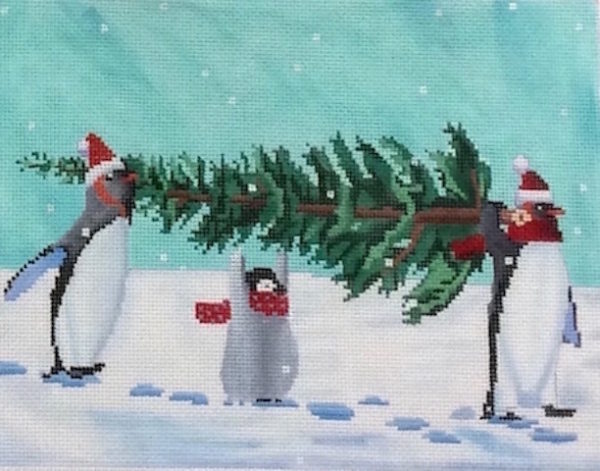 Penguins Bringing Home the Tree