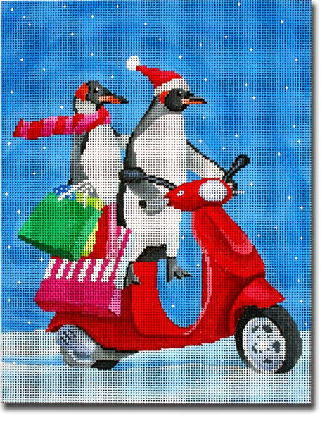 Penguins on Scooter Shopping
