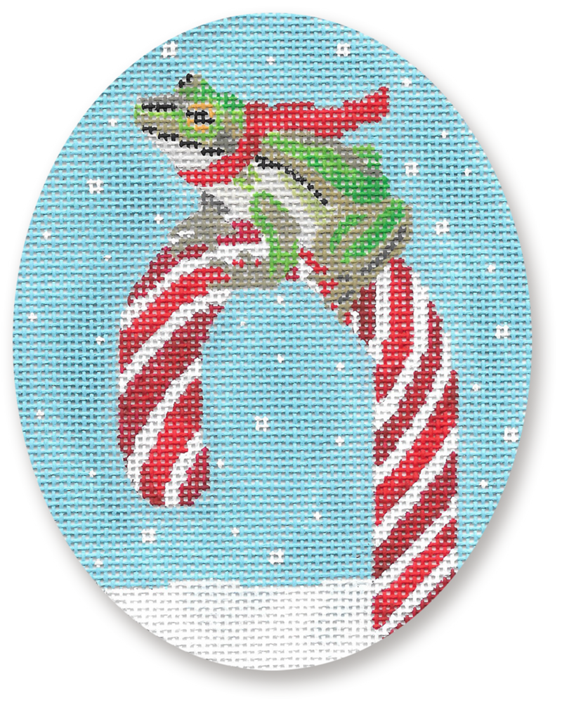 Frog on Candy Cane