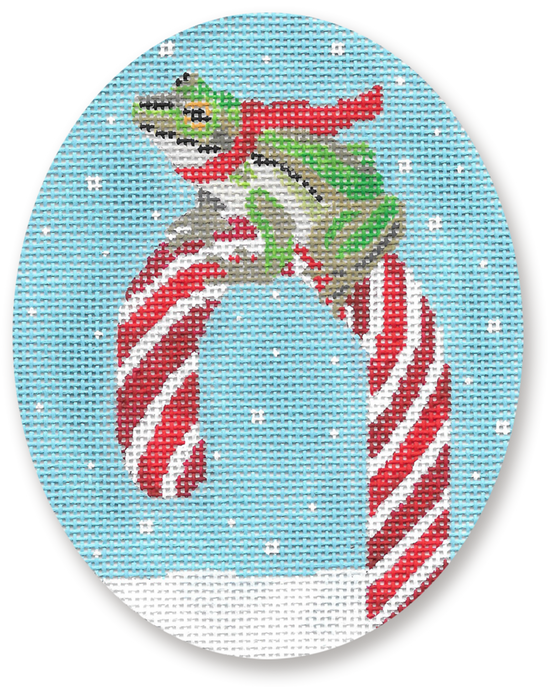 Frog on Candy Cane