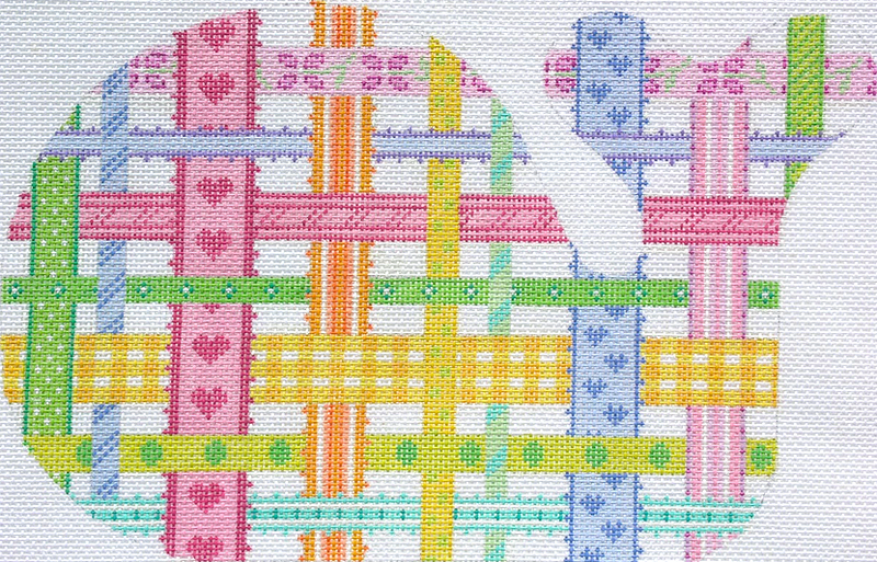 Med. Whale – Woven Ribbons – multi brights on white