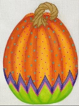 Funky Punkin Stand-up #5 – orange & mango striped top, violet zigzag, lime bottom