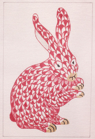 Herend-inspired Fishnet Fishnet Bunny – pink w/ gold