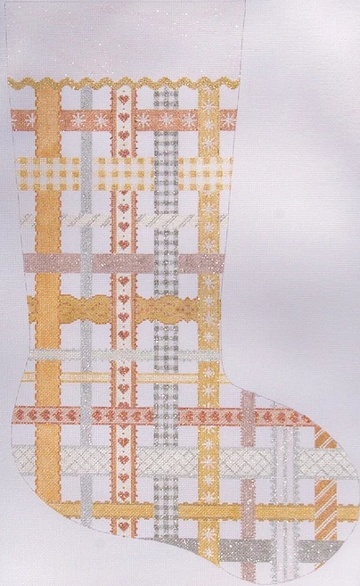 Stocking – Woven Ribbons – golds, silvers & coppers