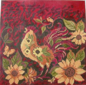 Birds of a Feather Red Woodland Rooster Canvas