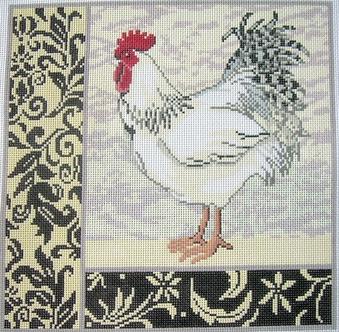 Birds of a Feather White Rooster Canvas