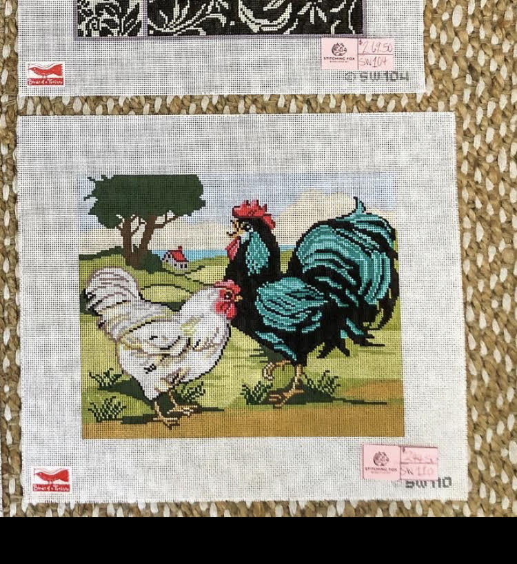 Birds of a Feather Rooster Landscape Canvas