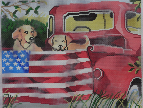 Birds of a Feather Red Truck Dogs Canvas