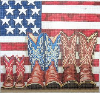 Birds of a Feather Patriotic Boots Canvas