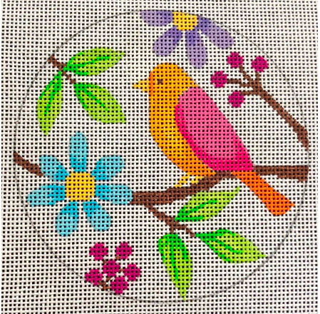 Birds & Blooms - ornament - orange bird 2