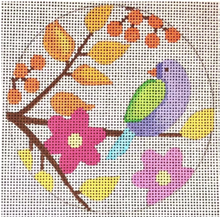 Birds & Blooms - ornament - violet bird 1