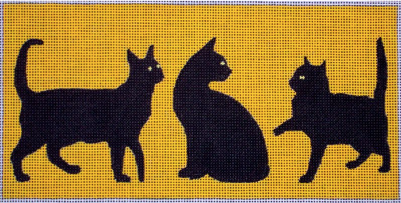 Three Black Cats/ Yellow Bkgrnd