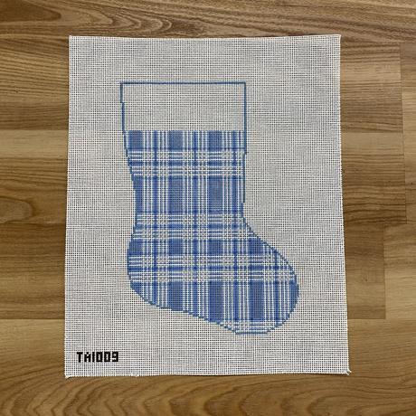 Blue and White Plaid Midsize Stocking