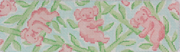 Wide Belt – Lilly-inspired Koala Bears – soft corals & greens on light blue