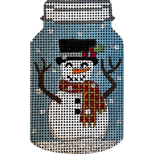 Snowman in Top Hat In Mason Jar