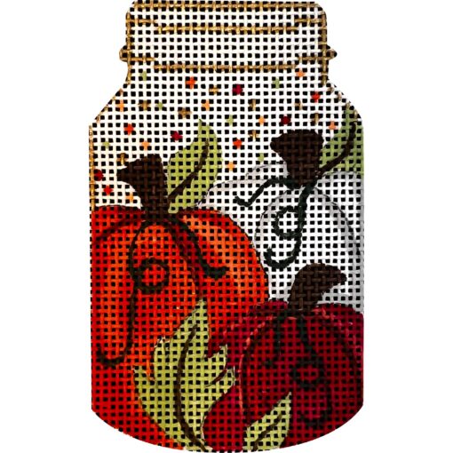 Three Pumpkins In Mason Jar