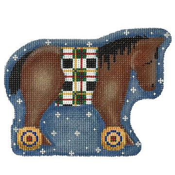 Bay Horse on Wheels Ornament