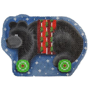 Black Bear on Wheels Ornament