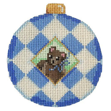 Blue Bear/Harlequin Ball Ornament
