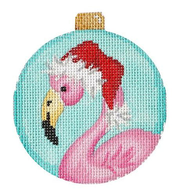 Flamingo/Santa Hat Ball Ornament