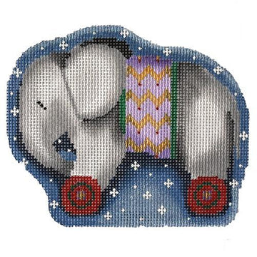 Gray Elephant on Wheels Ornament