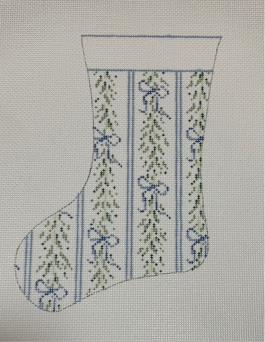 Mini Stocking - Blue Bow and Garland