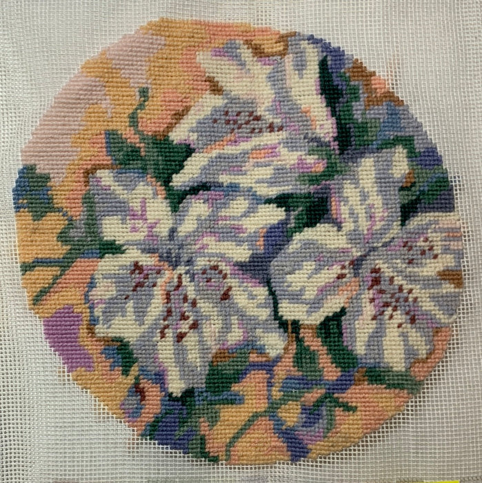 Pastel Floral Round - Vintage Canvas (Fully Stitched)