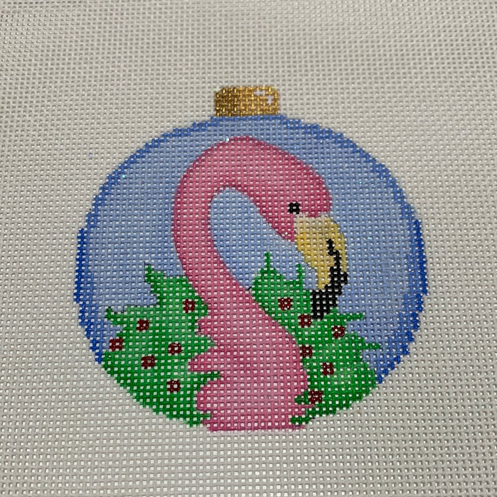 Flamingo with Wreath Ball Ornament