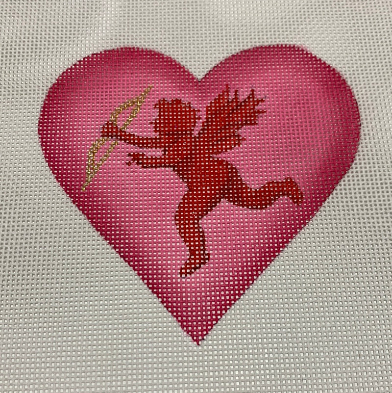 Valentine Mini Heart – Cupid with Bow & Arrow – pinks, red, & gold