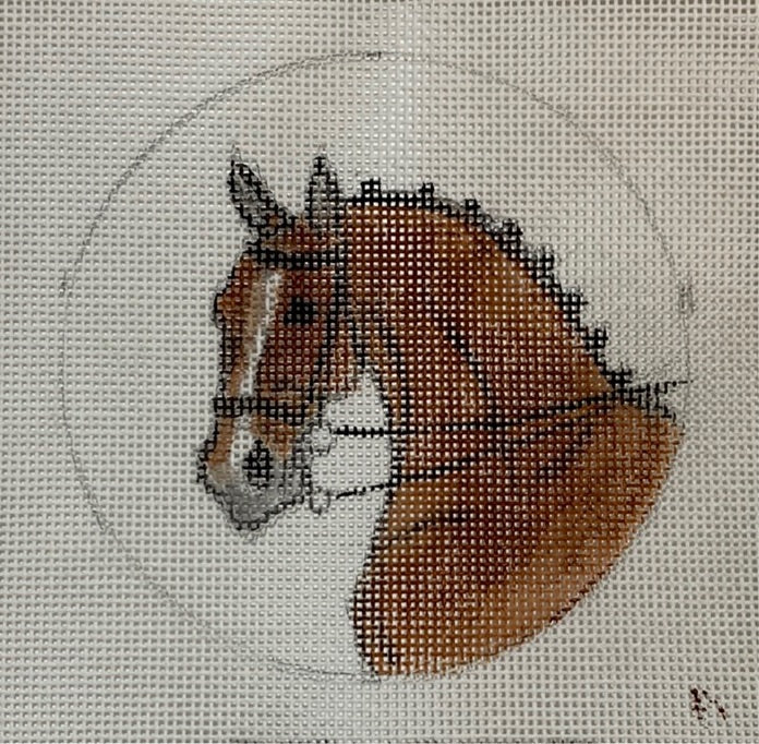 Chestnut Show Horse Head - Round Ornament