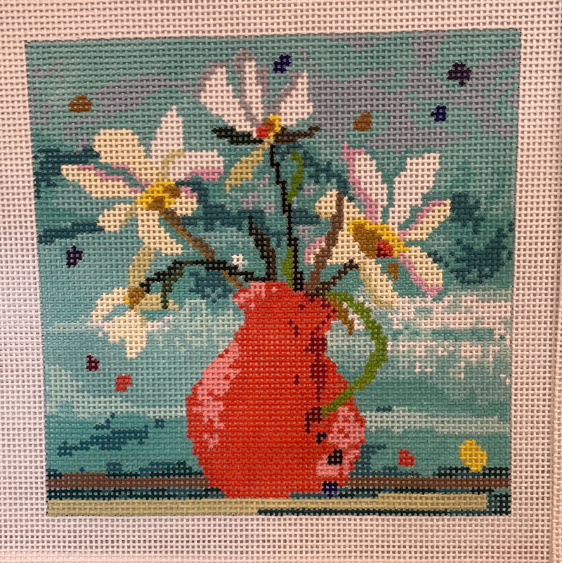 Red Vase with Flowers