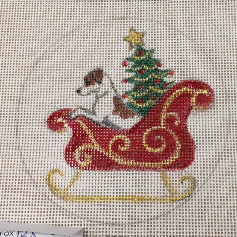 Jack Russell in Christmas Sleigh